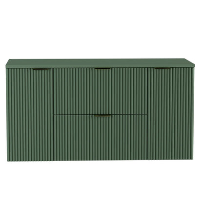 Dulap pentru lavoar 120 cm cu 2 usi, cu 2 sertare, fronturi canelate Willy - Verde