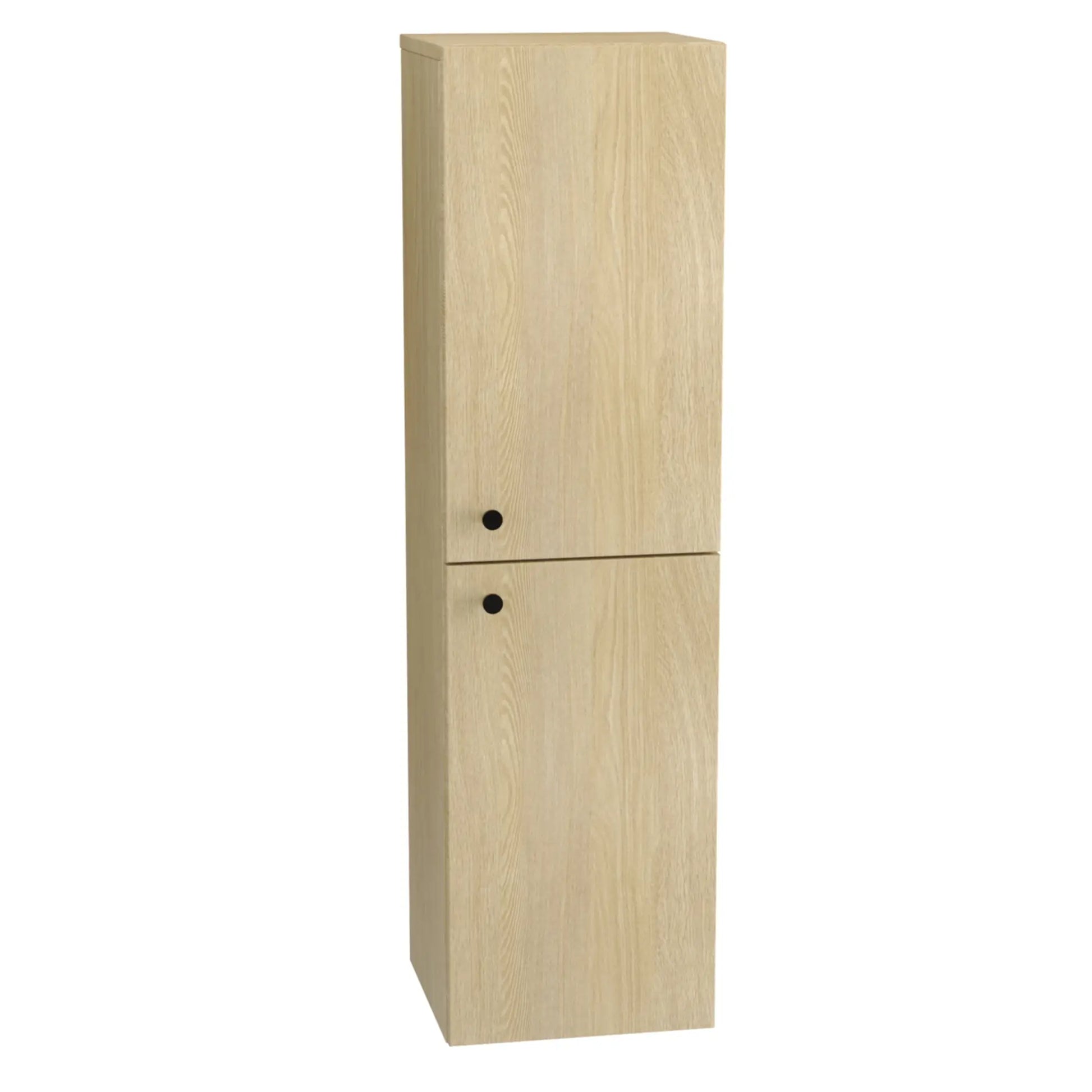 Bad Hochschrank 120 cm Beti – mit 2 Türen in Eiche Cremona. Der Hochschrank überzeugt durch sein modernes Design und die warme, natürliche Ausstrahlung der Eiche Cremona. Mit großzügigem Stauraum hinter den zwei Türen bietet der Schrank viel Platz für Handtücher, Pflegeprodukte und andere Badezimmerutensilien. Die glatten Fronten und die klare Linienführung machen den Hochschrank zu einem stilvollen Möbelstück, das sich perfekt in jedes Badezimmer integriert. Ideal für alle, die Funktionalität und ein anspr