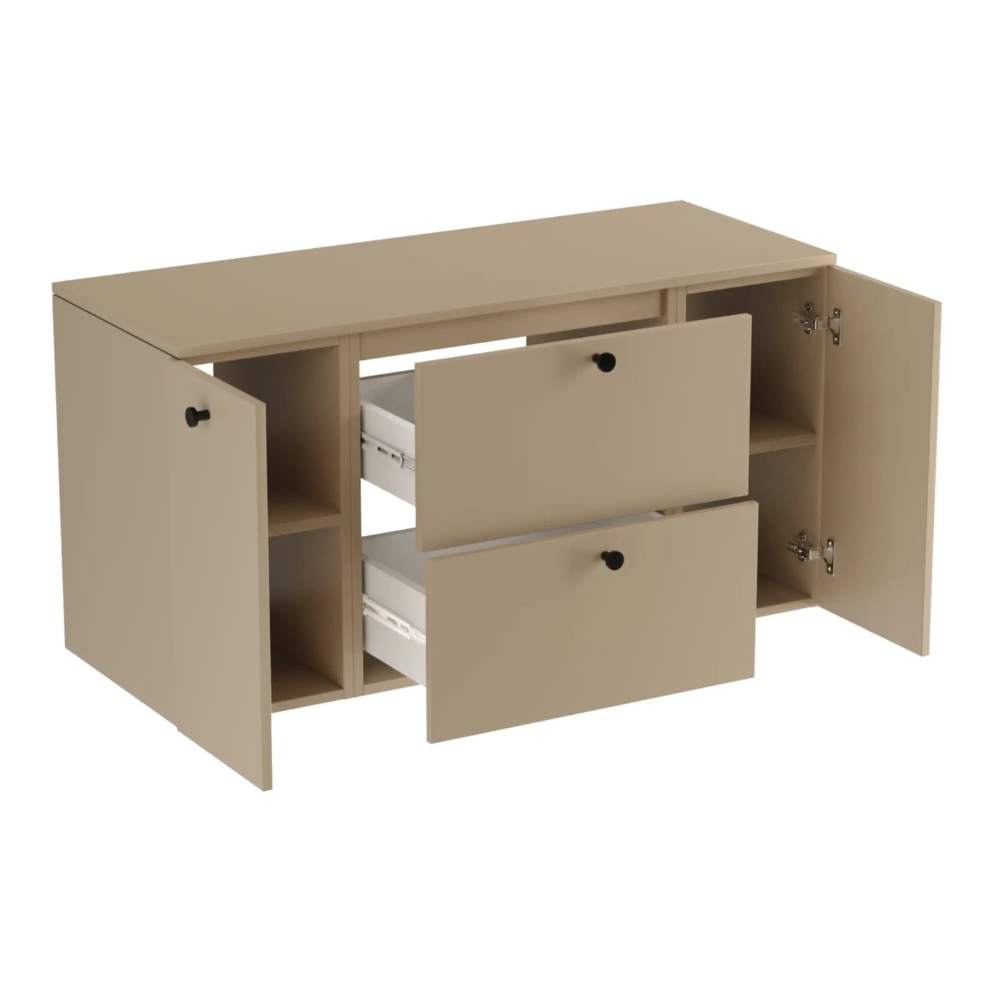 Dulap pentru lavoar 120 cm cu 2 usi, cu 2 sertare, fronturi canelate Beti - Cappuccino