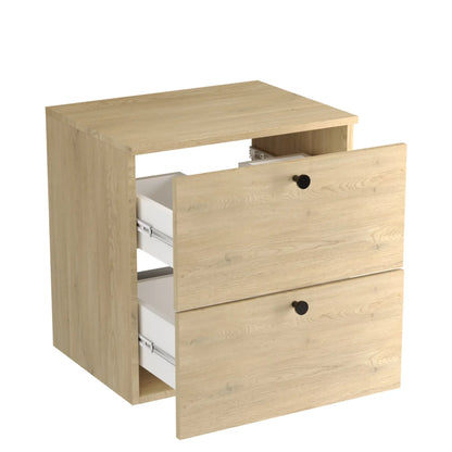 Dulap pentru lavoar 60 cm, cu 2 sertare, fronturi netede Beti - Stejar Cremona