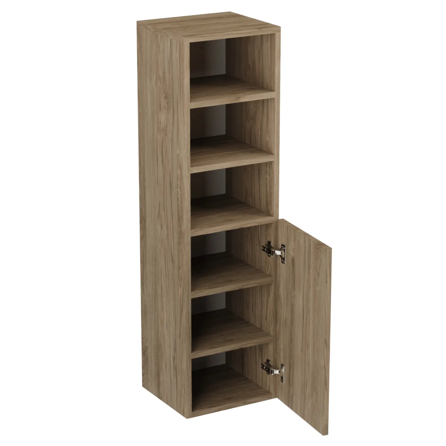 Dulap înalt pentru baie 120 cm, 1 ușă, semi-deschisă Beti - Nuc închis