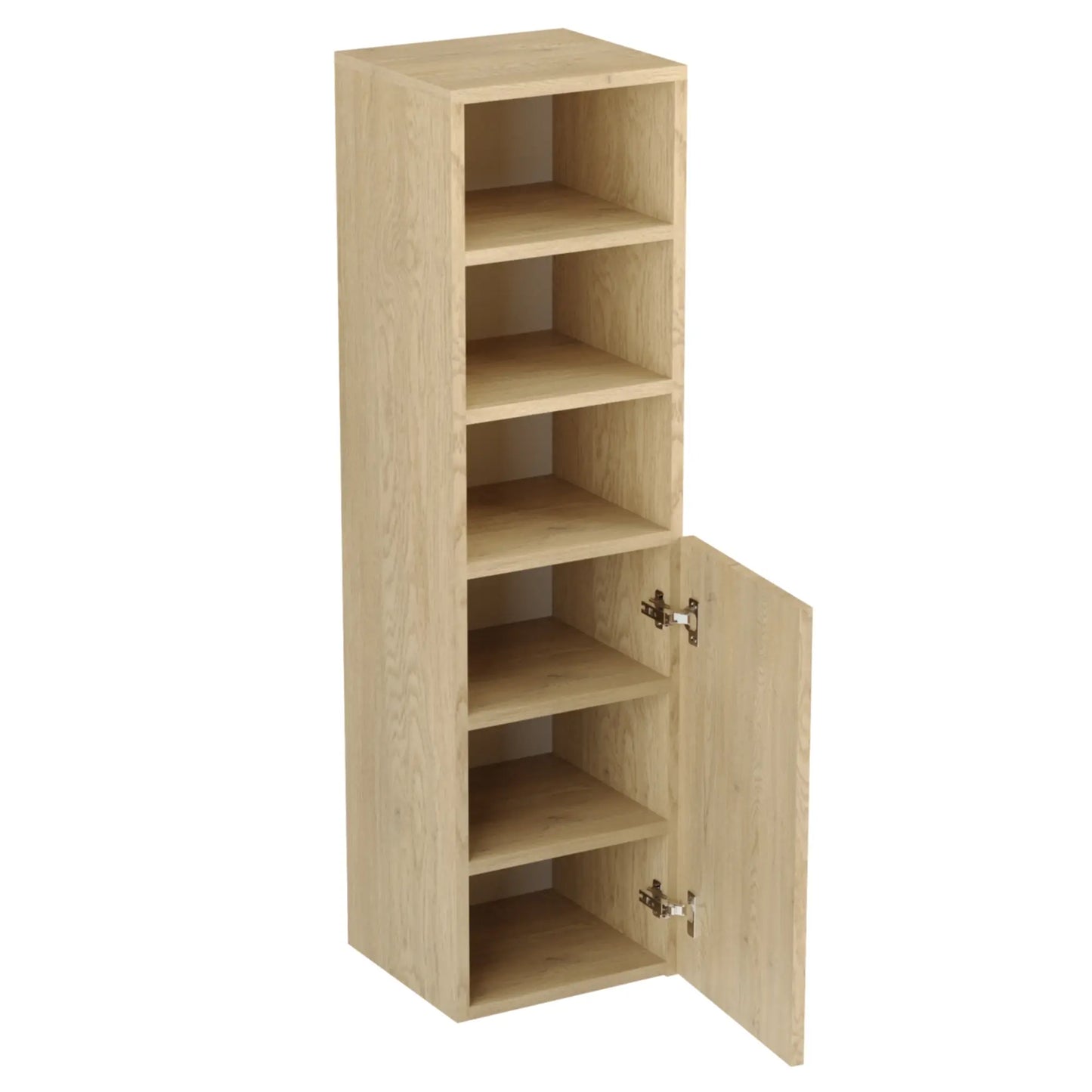 Dulap înalt pentru baie 120 cm, 1 ușă, semi-deschisă Beti - Stejar Cremona