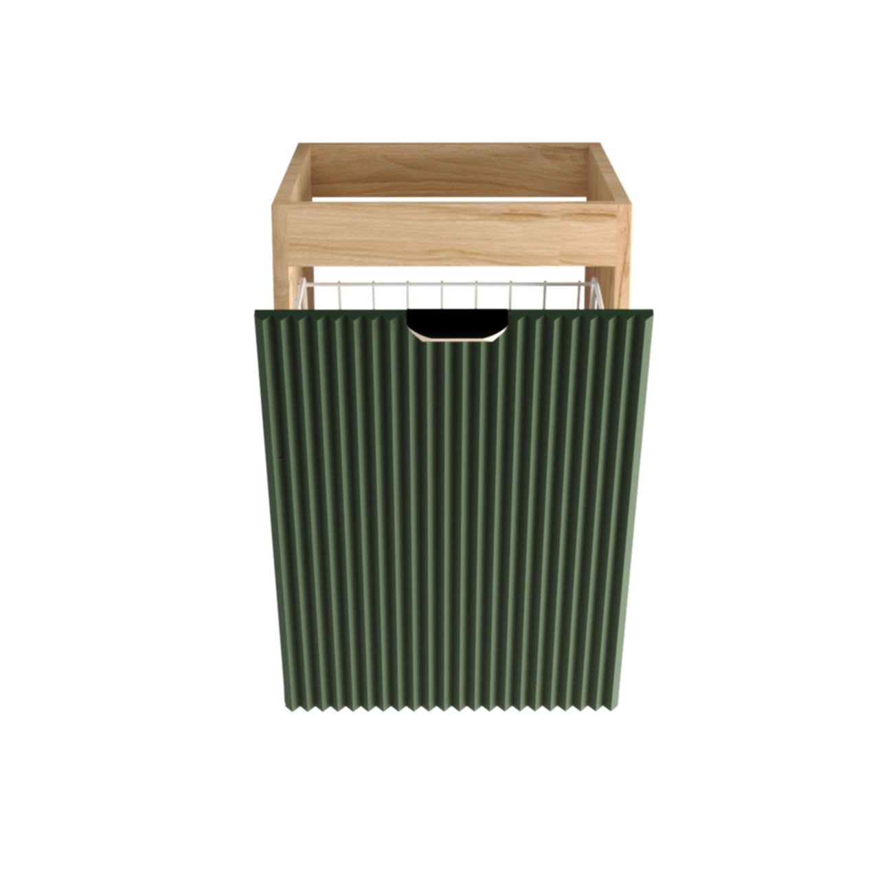 Dulap de baie 40 cm cos de rufe, fronturi canelate Willy, fara blat - Verde/Nuc