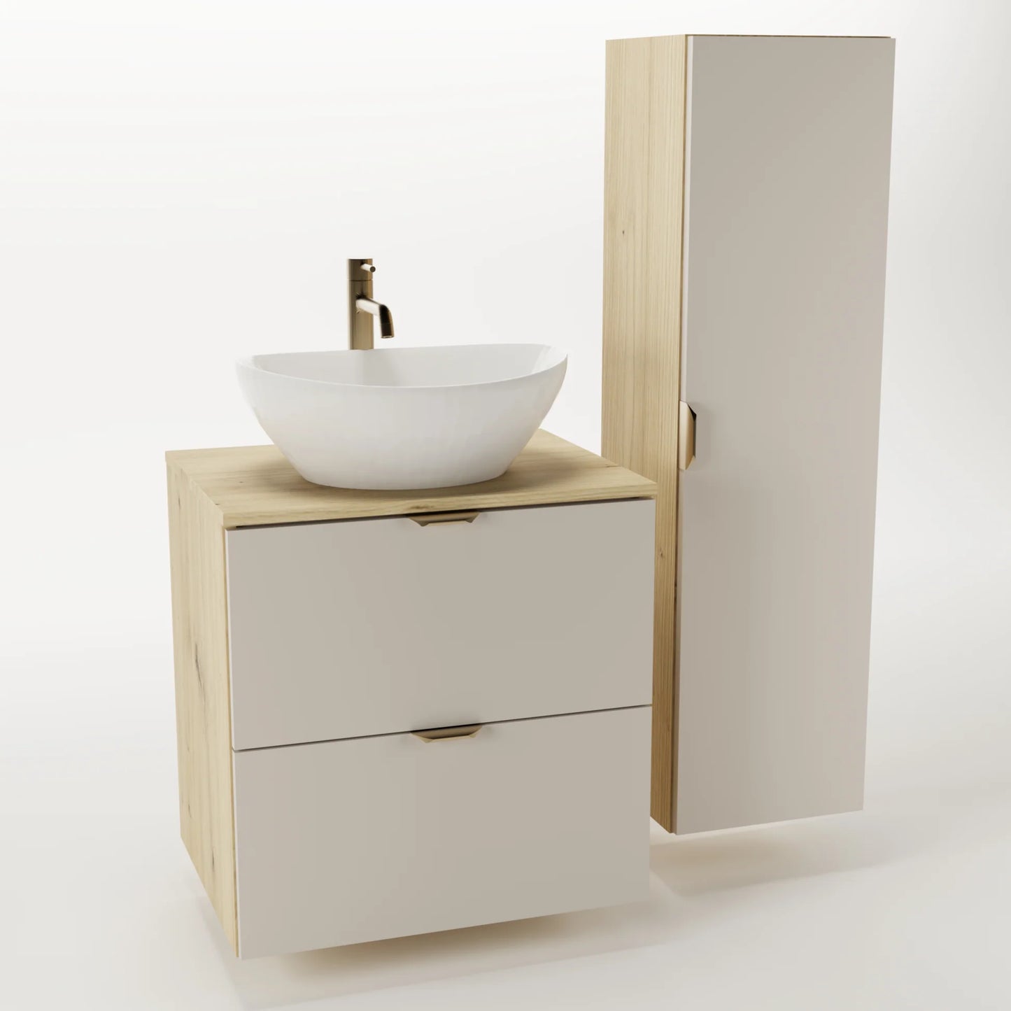 Dulap înalt pentru baie, cu rafturi 120 cm Orio - Casmir/Stejar Artisan