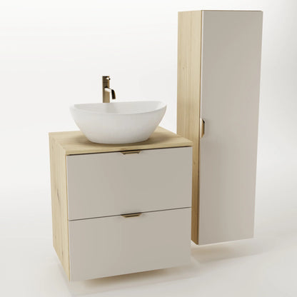 Dulap înalt pentru baie, cu rafturi 120 cm Orio - Casmir/Stejar Artisan