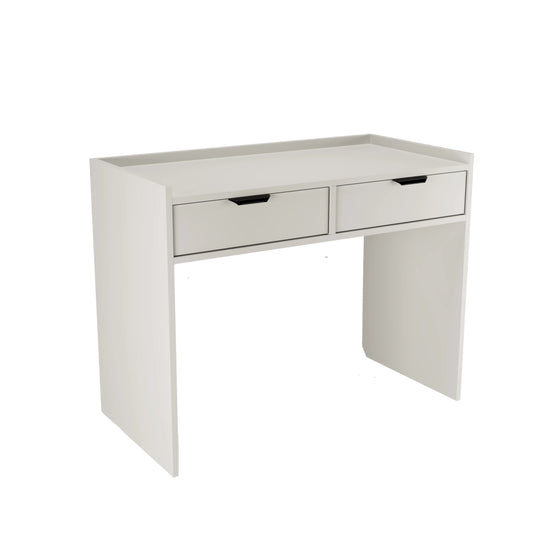 Birou Aura 100 cm alb, cu 2 sertare practice și blat de lucru mare, ideal pentru studiu, lucru la computer și organizarea eficientă a spațiului.