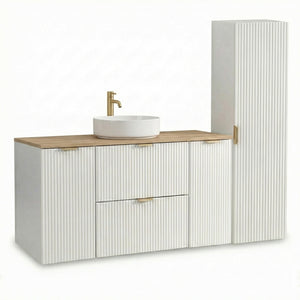 Mobilier baie Willy Alb/Nuc – dulap pentru lavoar 120 cm cu 2 uși și 2 sertare și dulap înalt 120 cm
