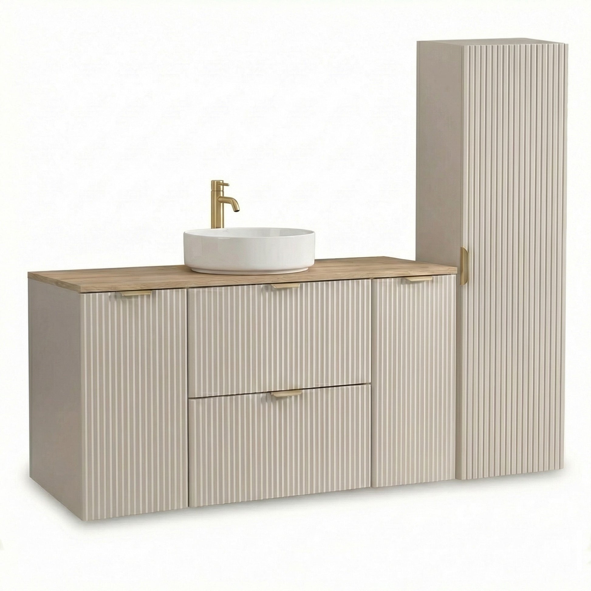 Mobilier baie Willy Casmir/Nuc – dulap pentru lavoar 120 cm cu 2 uși și 2 sertare și dulap înalt 120 cm