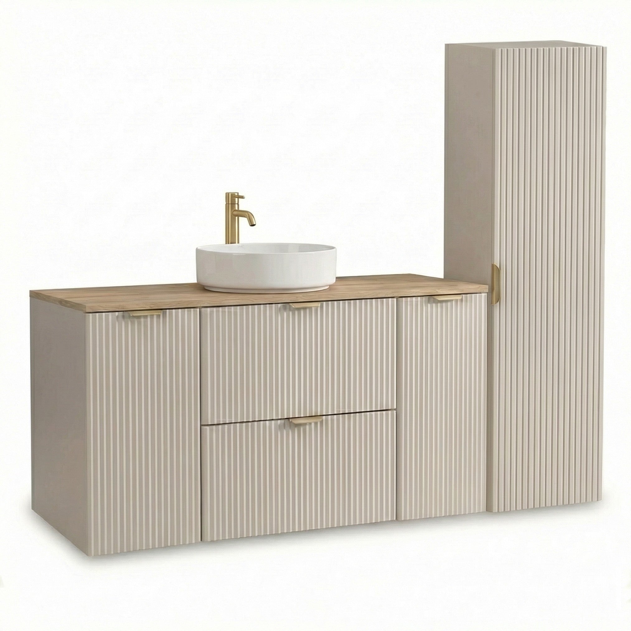 Mobilier baie Willy Casmir/Nuc – dulap pentru lavoar 120 cm cu 2 uși și 2 sertare și dulap înalt 120 cm