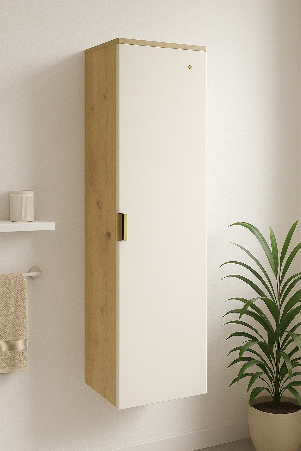 Dulap înalt pentru baie 120 cm Orio- Casmir/Stejar Artisan