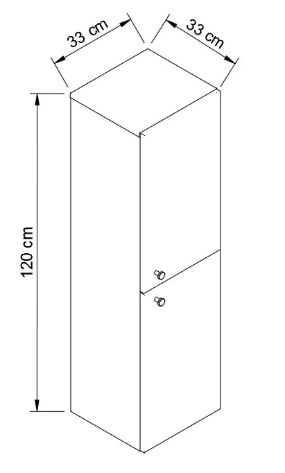 Dulap înalt pentru baie 120 cm, 2 uși Beti - Stejar Cremona