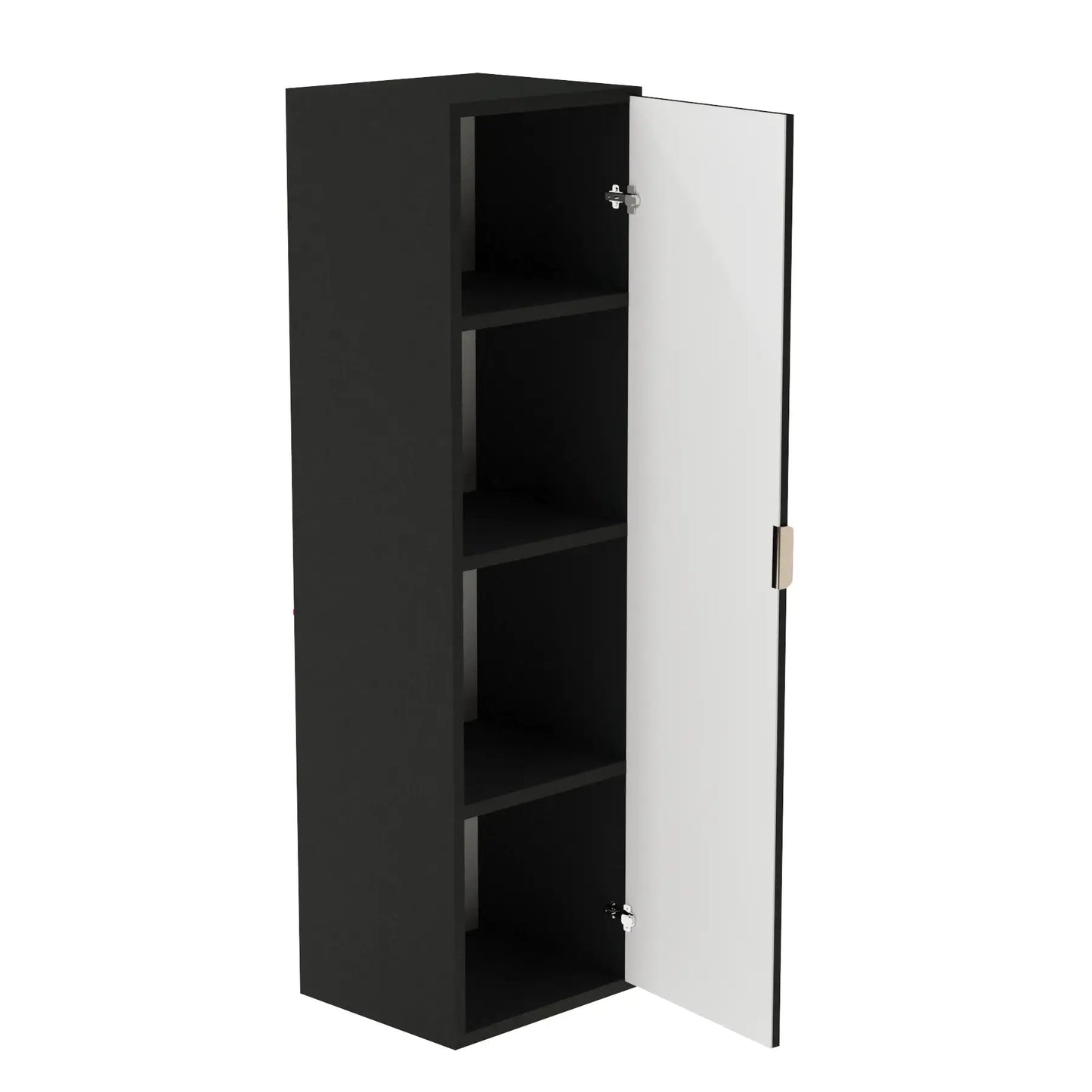 Dulap înalt pentru baie 120 cm, fronturi canelate Willy - Negru