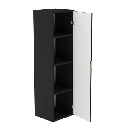 Dulap înalt pentru baie 120 cm, fronturi canelate Willy - Negru