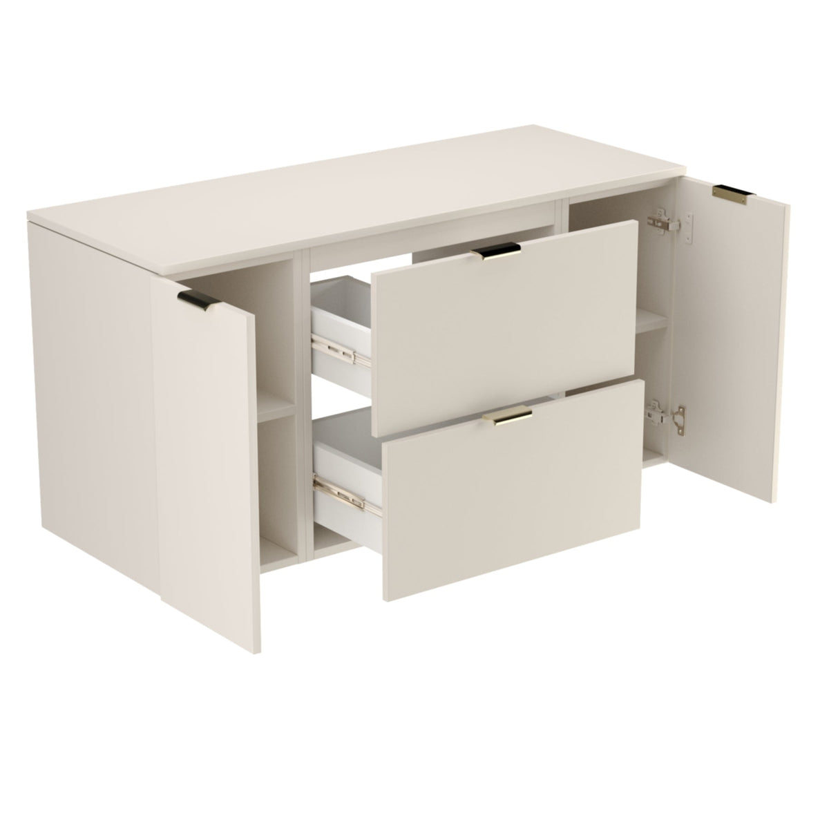 Dulap pentru lavoar 120 cm  cu 2 usi, cu 2 sertare, fronturi netede Orio - Casmir