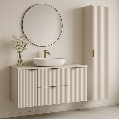 Dulap pentru lavoar 120 cm cu 2 usi, cu 2 sertare, fronturi canelate Willy - Casmir