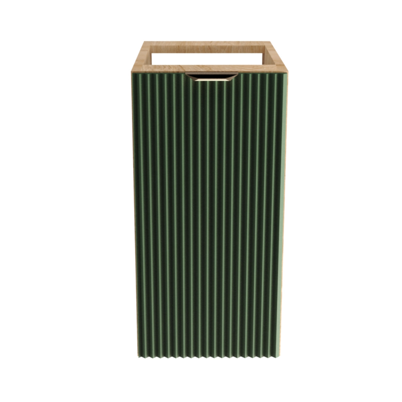 Dulap de baie 30 cm cu 1 usa, fronturi canelate, fara blat Willy - Verde/Nuc