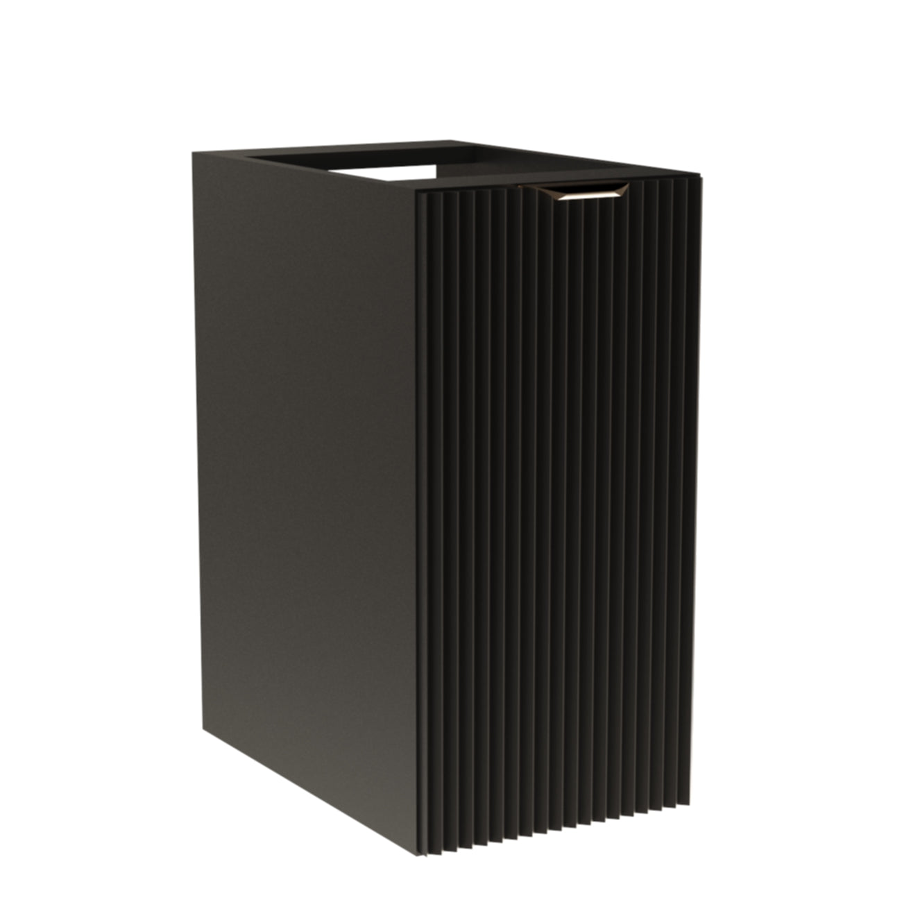 Dulap de baie Willy 30 cm negru cu 1 ușă, front striat și mâner metalic la alegere, negru sau auriu.