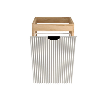 Dulap de baie 40 cm cos de rufe, fronturi canelate Willy, fara blat - Alb/Nuc