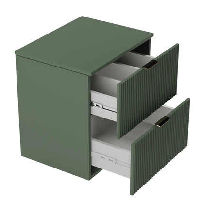 Dulap pentru lavoar 100 cm, cu 2 raft, fronturi canelate Willy - Verde