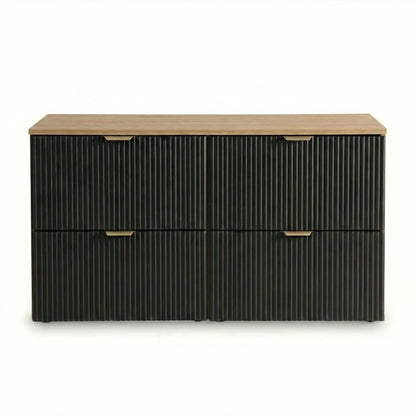 Dulap pentru lavoar 120 cm 4 sertare Willy - Negru/Nuc