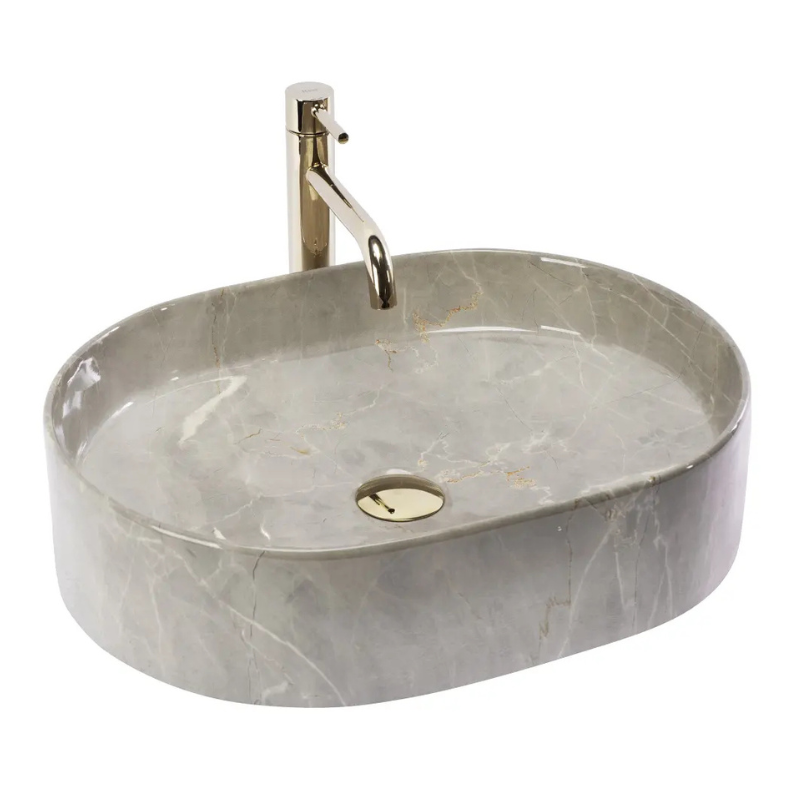 Set de mobilier: Dulap pentru lavoar cu cos de rufe 100 cm și Dulap înalt pentru baie 120 cm Willy - Alb/Marmura Alba top