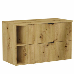 Dulap pentru lavoar Willy 100 cm în stejar artizanal cu fronturi striate – mobilier de baie modern și spațios.