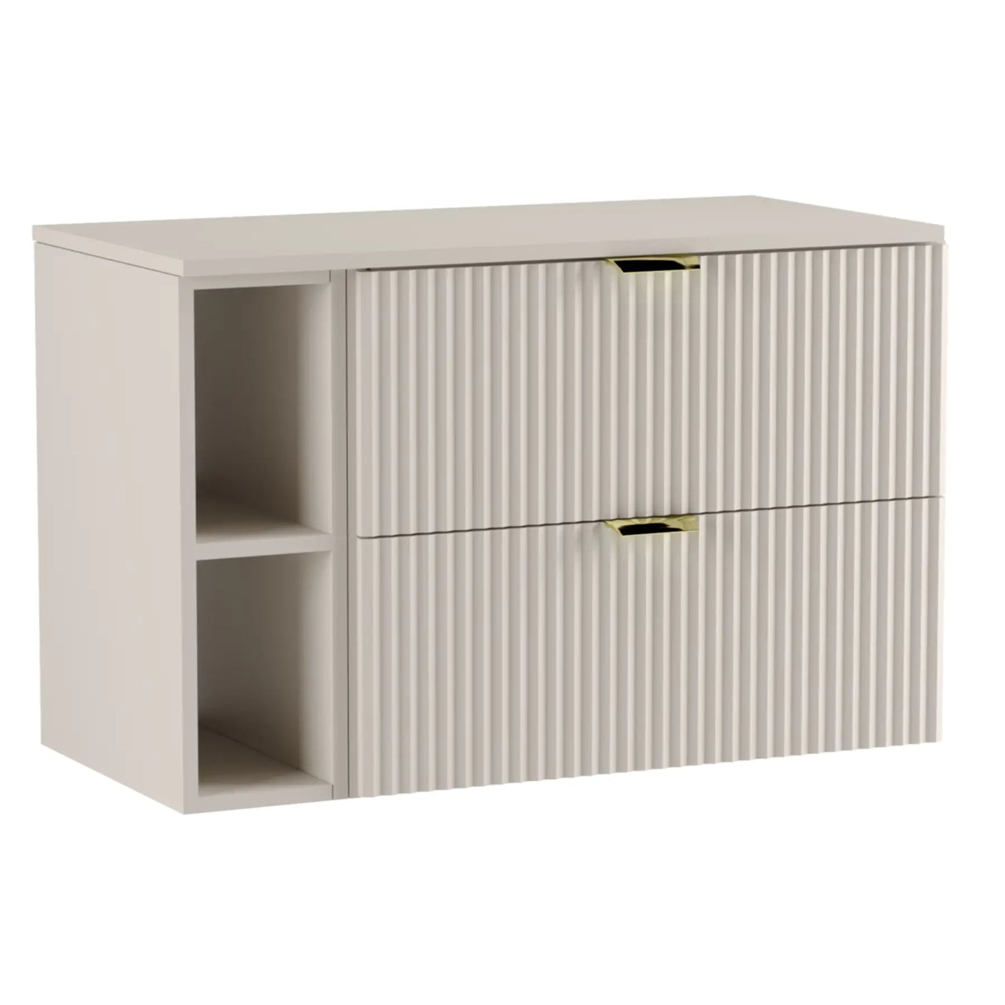 Waschtischunterschrank Willy, 100 cm breit, in der Farbe Kaschmir mit elegantem Design.