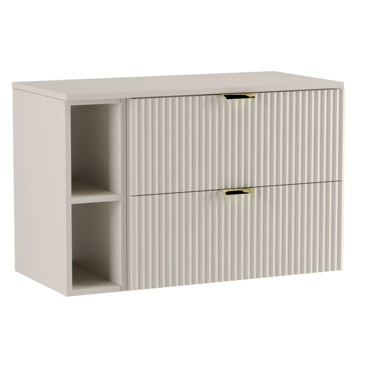 Waschtischunterschrank Willy, 100 cm breit, in der Farbe Kaschmir mit elegantem Design.