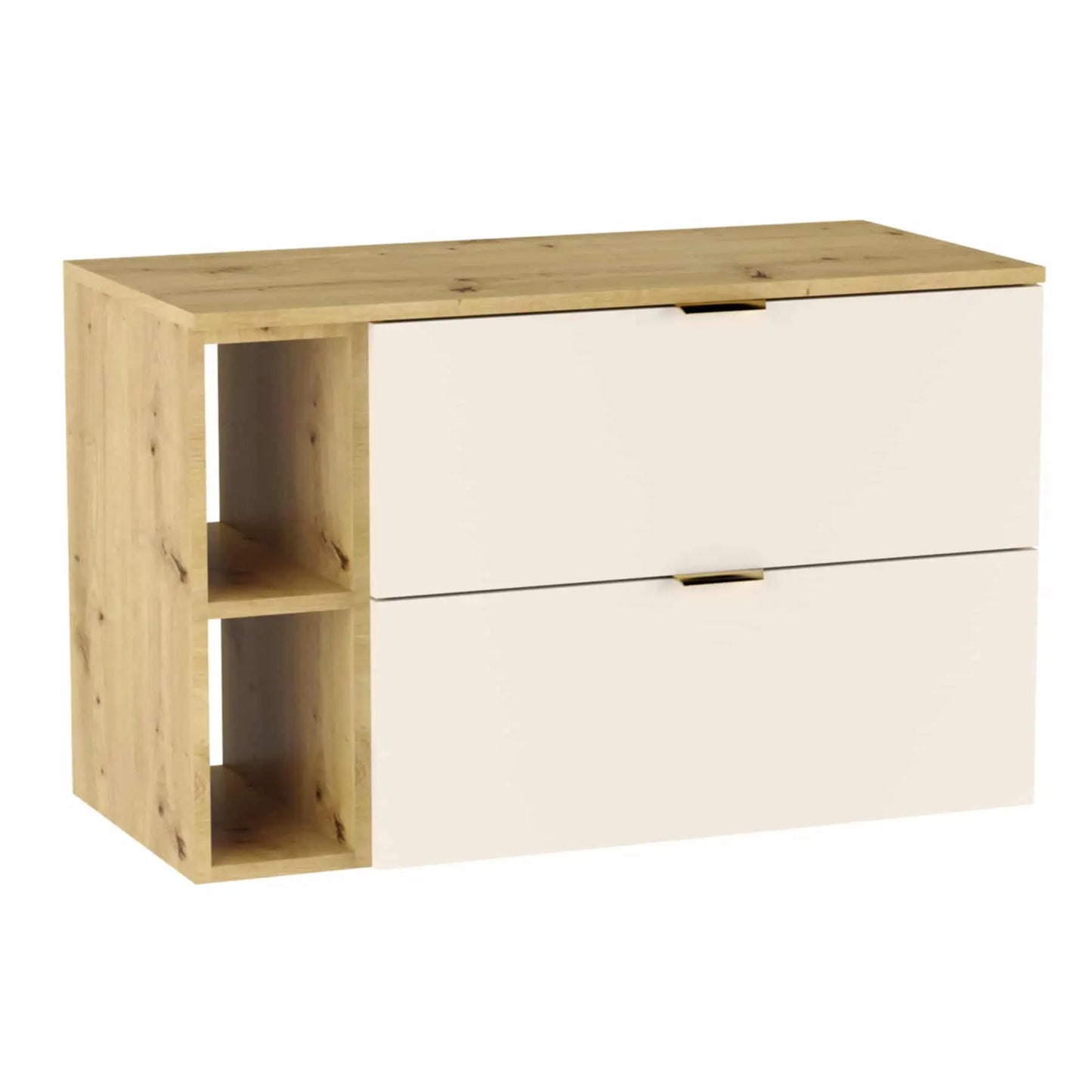 Waschtischunterschrank Orio, 100 cm, Kaschmir/Eiche Artisan, modernes Badezimmermöbel.