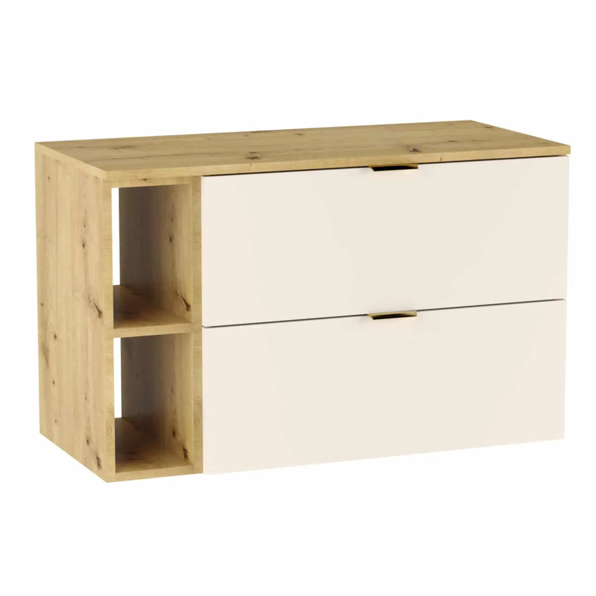 Waschtischunterschrank Orio, 100 cm, Kaschmir/Eiche Artisan, modernes Badezimmermöbel.