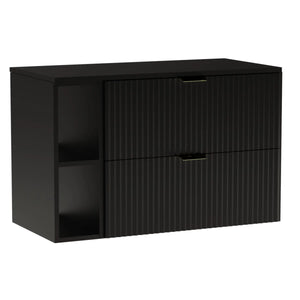 Dulap pentru lavoar Willy 100 cm negru cu fronturi striate – mobilier modern și spațios pentru baie.