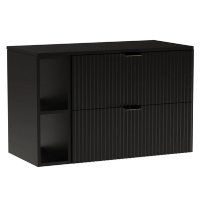 Dulap pentru lavoar Willy 100 cm negru cu fronturi striate – mobilier modern și spațios pentru baie.