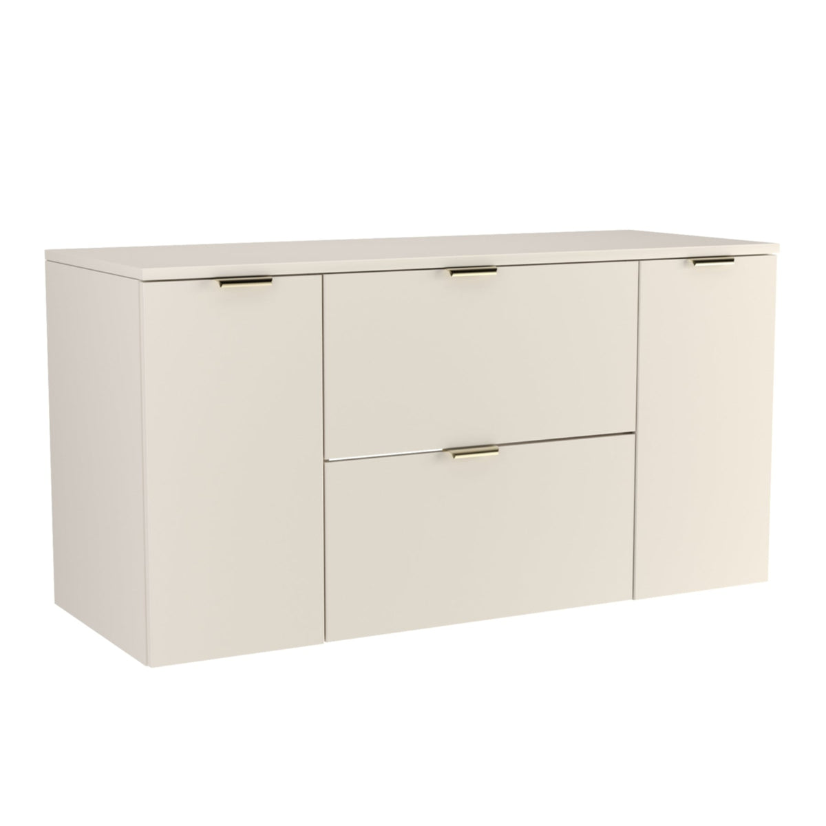 Waschtischunterschrank Orio, 120 cm, in Kaschmir, modernes Badezimmermöbel mit großzügigem Stauraum.