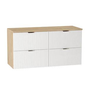 Dulap pentru lavoar Willy 120 cm alb/nuc – mobilier de baie modern, elegant și spațios, cu contrast cald și rafinat.