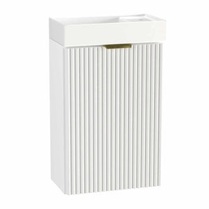 Dulap pentru lavoar 40 cm Willy Alb cu chiuvetă ceramică, fără raft interior – mobilier compact, ideal pentru băi mici și moderne.