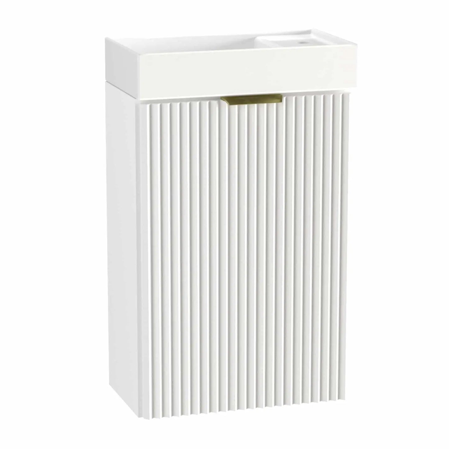 Dulap pentru lavoar 40 cm Willy Alb cu chiuvetă ceramică, fără raft interior – mobilier compact, ideal pentru băi mici și moderne.