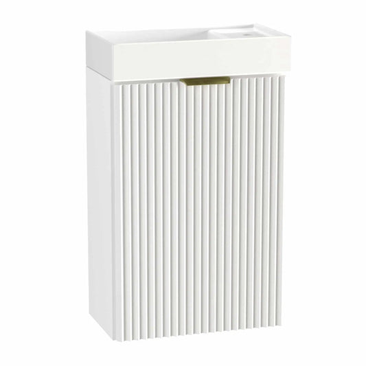 Dulap pentru lavoar 40 cm Willy Alb cu chiuvetă ceramică, fără raft interior – mobilier compact, ideal pentru băi mici și moderne.