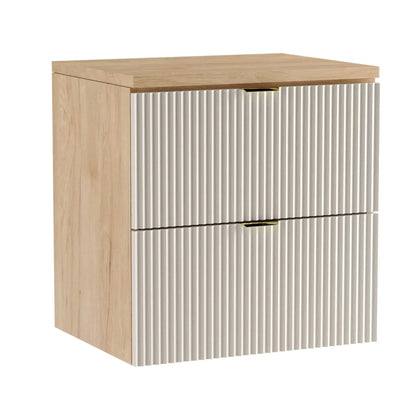 Waschtischunterschrank 60 cm Willy, in Kaschmir/Walnuss, funktionales und stilvolles Möbelstück für jedes Badezimmer.