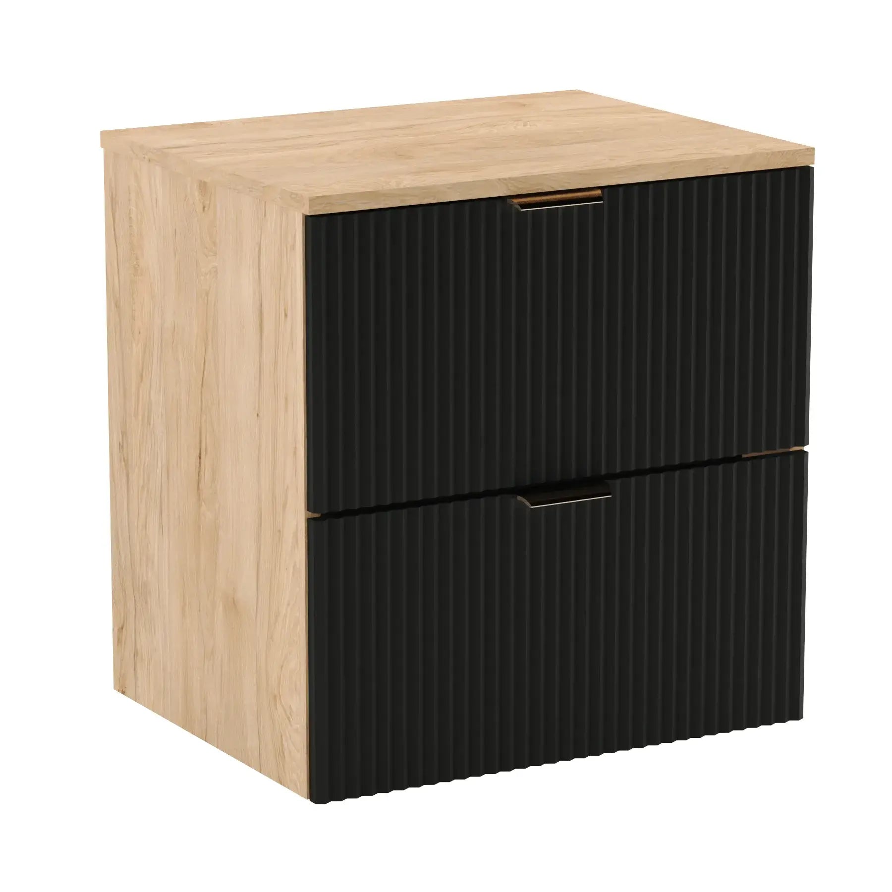 Dulap pentru lavoar Willy 60 cm negru/nuc – mobilier modern, compact și elegant pentru băi elegante și funcționale.