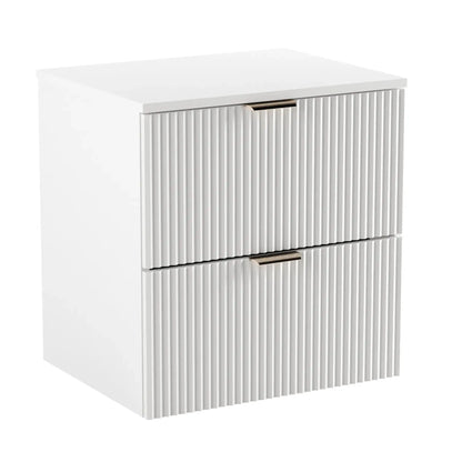 Dulap pentru lavoar Willy 60 cm alb alpin cu fronturi striate – mobilier modern, luminos și funcțional pentru băi mici.