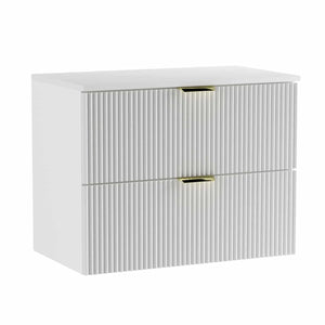 Dulap pentru lavoar Willy 80 cm alb cu fronturi striate – mobilier modern, elegant și funcțional, cu sertare încăpătoare.