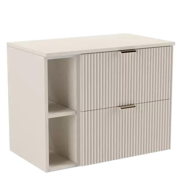 Waschtischunterschrank mit Regal Willy, 80 cm, in Kaschmir, ideal für ein minimalistisches und elegantes Badezimmer.