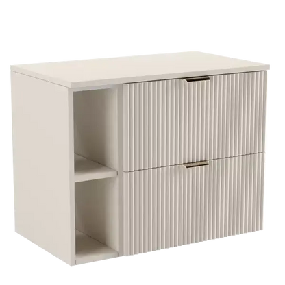 Waschtischunterschrank mit Regal Willy, 80 cm, in Kaschmir, ideal für ein minimalistisches und elegantes Badezimmer.