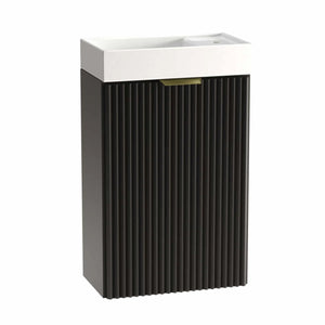 Dulap pentru lavoar 40 cm Willy Negru cu chiuvetă ceramică – mobilier compact, fără raft interior, ideal pentru băi mici și elegante.