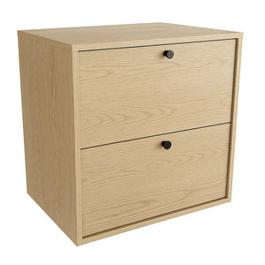 Dulap pentru lavoar 60 cm Belino Stejar Cremona, cu 2 sertare Soft-Close și blat rezistent la umiditate, butoni metalici negri sau aurii, ideal pentru băi moderne.