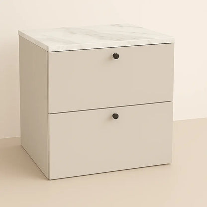 Dulap pentru lavoar Beti Casmir 60 cm cu blat decor Marmură Bianco și două sertare cu sistem Soft-Close.