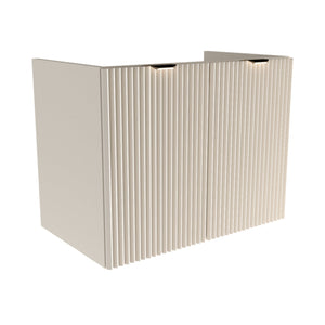 Dulap pentru lavoar 80 cm Willy Casmir, cu 2 uși striate și raft interior, mânere aurii sau negre, livrat fără blat, ideal pentru băi elegante și moderne.