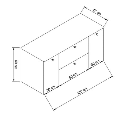 Dulap pentru lavoar 120 cm cu 2 usi, cu 2 sertare, fronturi canelate Beti - Cappuccino