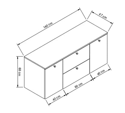 Dulap pentru lavoar 140 cm cu 2 cos de rufe, fronturi netede Beti - Casmir