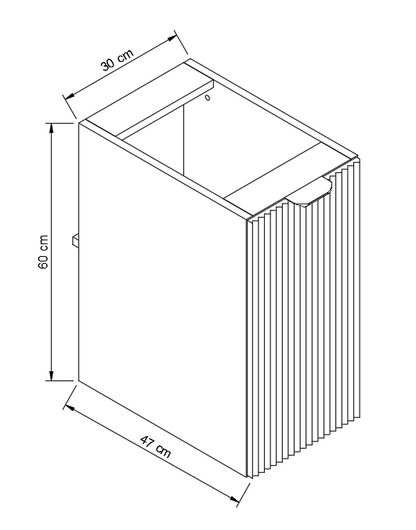 Dulap de baie 30 cm cu 1 usa, fronturi canelate, fara blat Willy - Casmir/Nuc